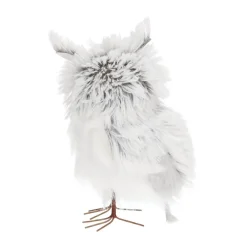 Eule Silber-weiß, Aus Stoff, 14 Cm