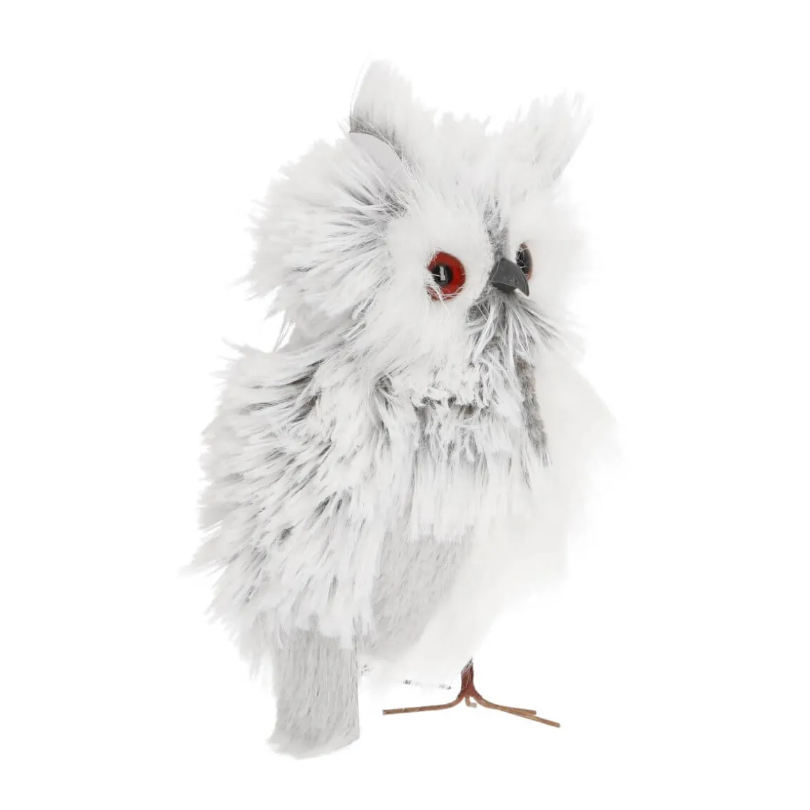 Eule Silber-weiß, Aus Stoff, 14 Cm