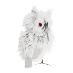 Eule Silber-weiß, Aus Stoff, 14 Cm