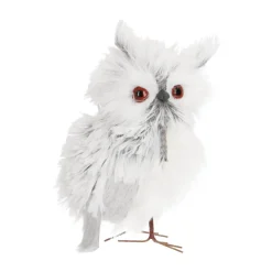 Eule Silber-weiß, Aus Stoff, 14 Cm