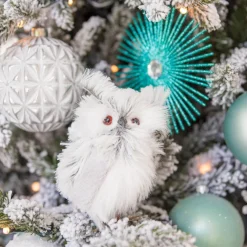 Eule Silber-weiß, Aus Stoff, 14 Cm