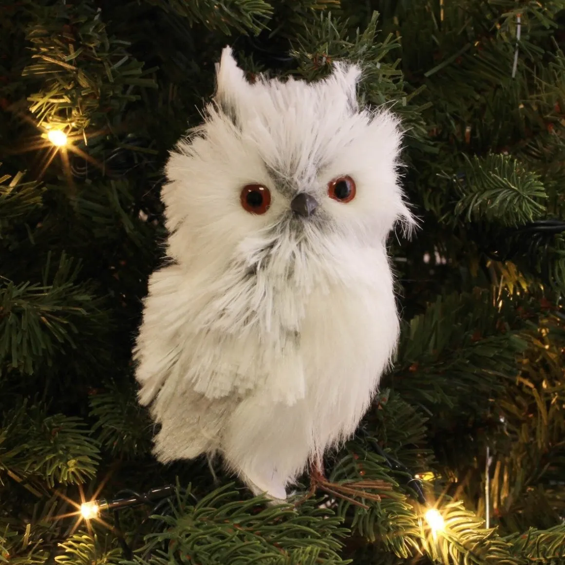 Eule Silber-weiß, Aus Stoff, 14 Cm
