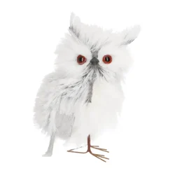 Eule Silber-weiß, Aus Stoff, 14 Cm