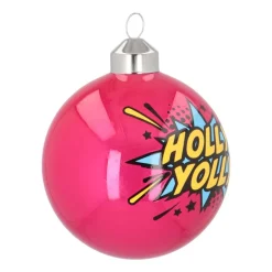 Extravagante Pop-art Weihnachtskugel „Holly Yolly“, Pink, Glas, 8 Cm