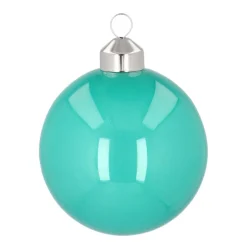 Extravagante Pop-art Weihnachtskugel „Merry Christmas“, Petrol, Glas, 8 Cm