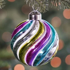 Extravagante Weihnachtskugel Swirl, Bunt, Glas, 8 Cm