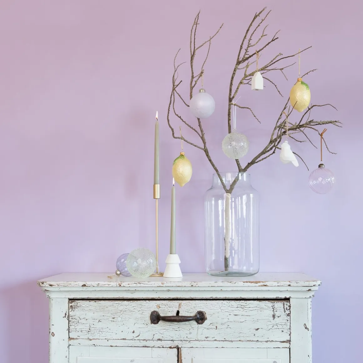 Frische Zitronen Als Weihnachtsanhänger Für Einen Lustigen Baum