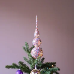 Funkelnde Glasbaumspitze Mit Mehrfarbigen Pailletten