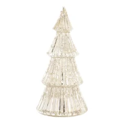 Glas Tannenbaum Linienförmig Mit LED Beleuchtung, Silber, 19 Cm