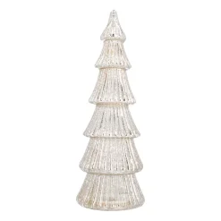 Glas Tannenbaum Linienförmig Mit LED Beleuchtung, Silber, 37 Cm
