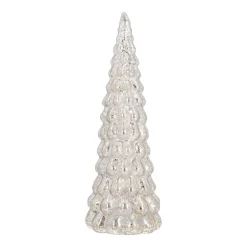 Glas Tannenbaum Mit LED Beleuchtung, Silber, 33 Cm