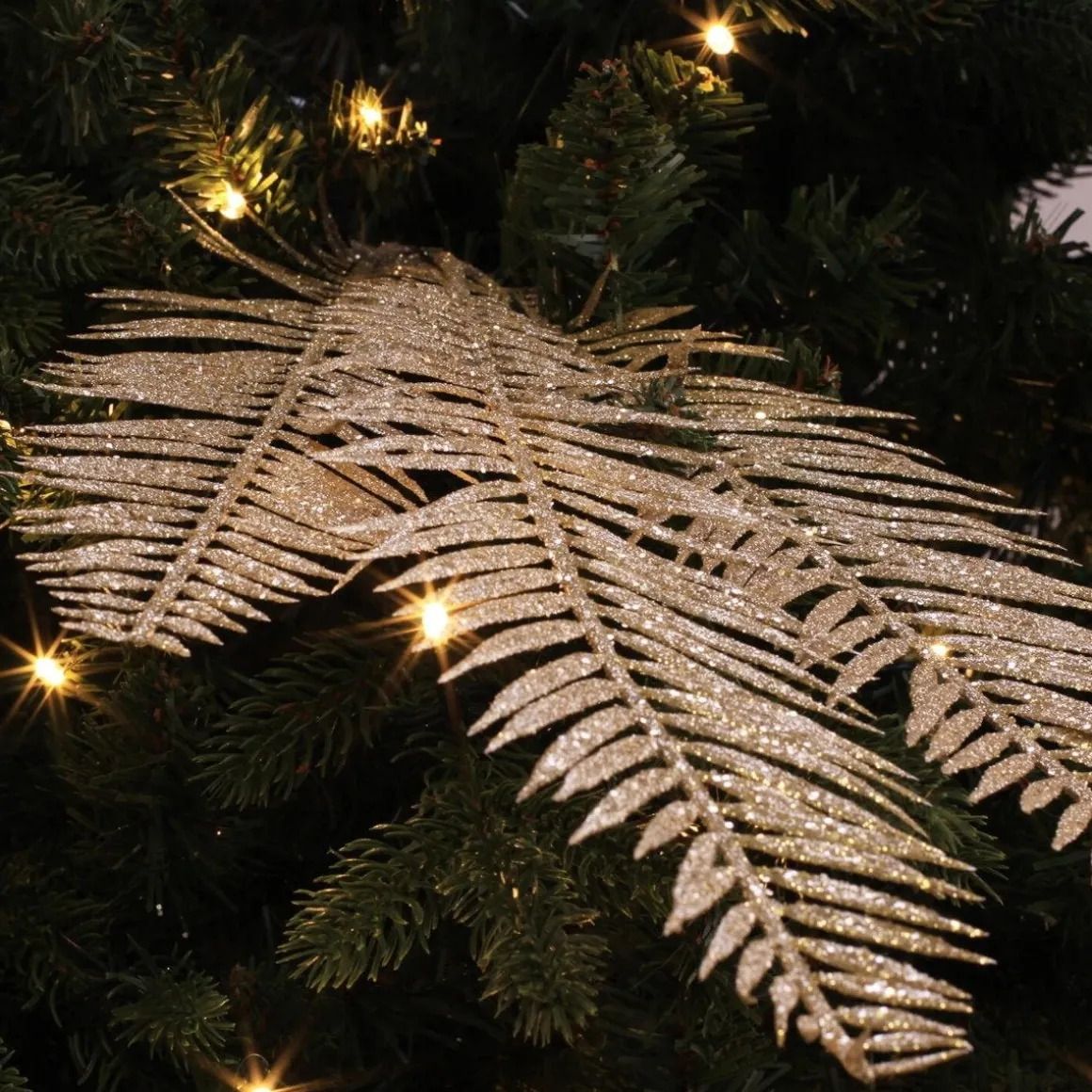 Glitzer Blattzweige Champagner, 70 Cm