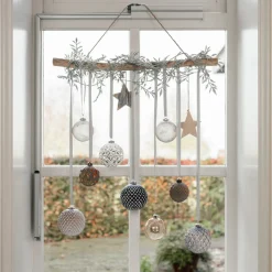 Glitzer Blättergirlande Silber, 260 Cm