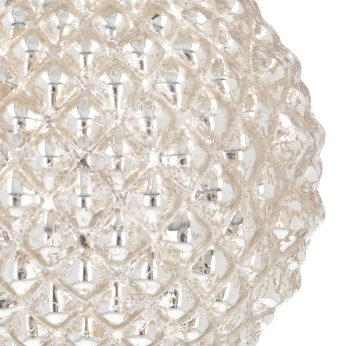 Gläserne Champagnerfarbene Weihnachtskugel Mit Relief