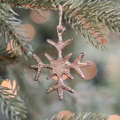 Goldene Aluminium Schneeflocke Weihnachtshänger