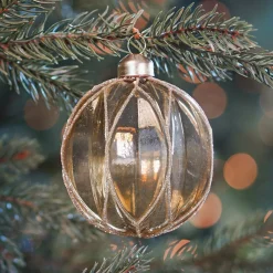 Goldene Weihnachtskugel Mit Glitzer