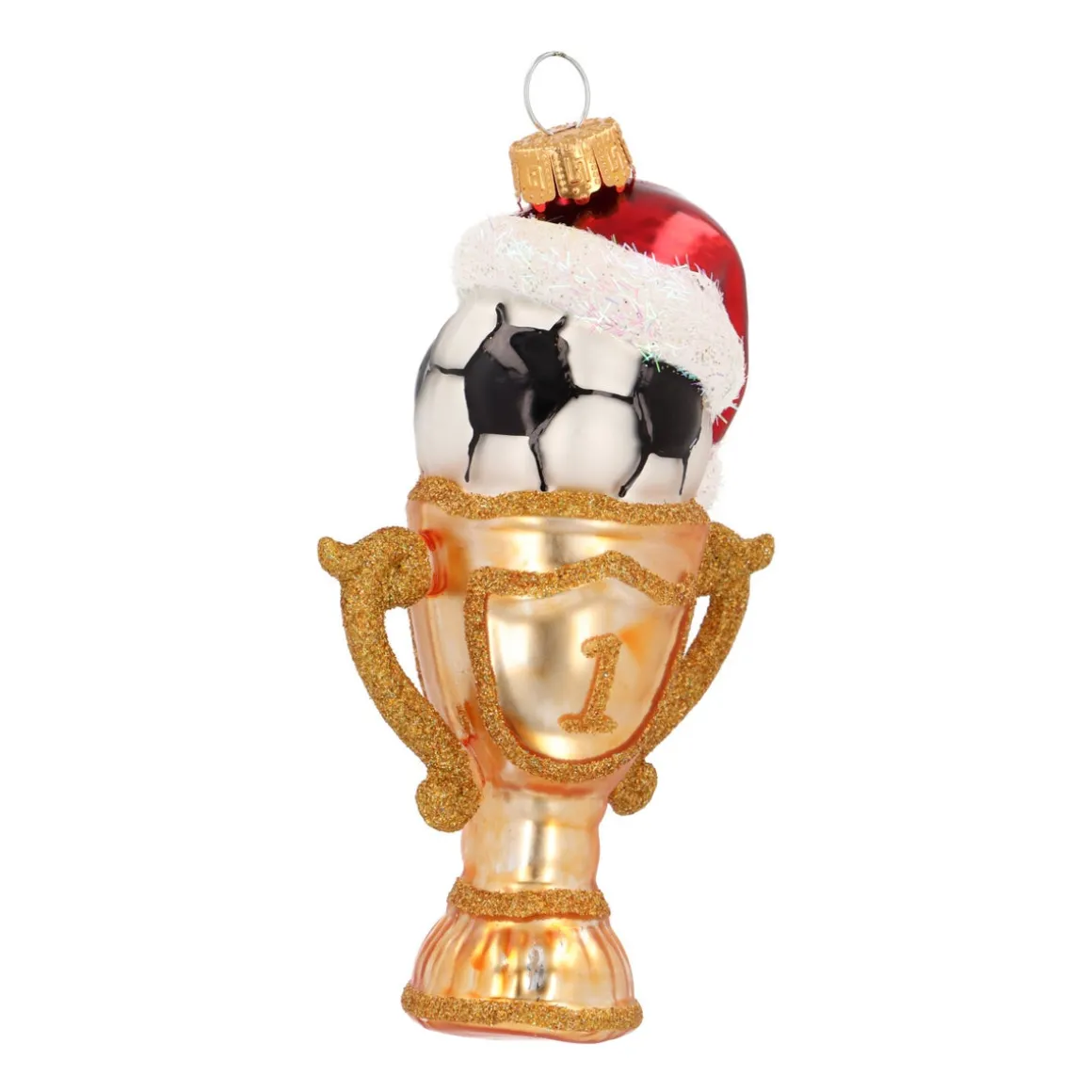 Goldener Fußballpokal Als Weihnachtsanhänger Für Fußballfans