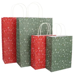 Grünes Geschenktäschchen Mit Fröhlichen Weihnachtsfiguren