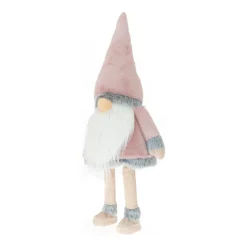 Großer Rosa Weihnachts-Gnom Mit Beleuchteter Nase