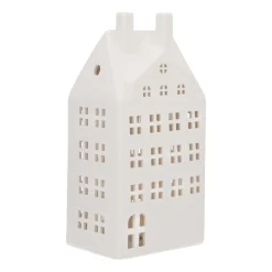 Großes LED Lichthaus, Weiß, Porzellan, 27 Cm