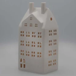 Großes LED Lichthaus, Weiß, Porzellan, 27 Cm