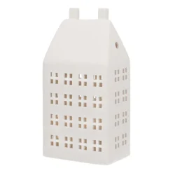 Großes LED Lichthaus, Weiß, Porzellan, 27 Cm