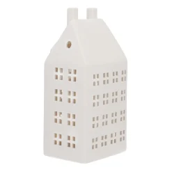 Großes LED Lichthaus, Weiß, Porzellan, 27 Cm