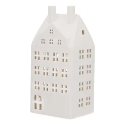 Großes LED Lichthaus, Weiß, Porzellan, 27 Cm