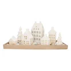 Großes LED Lichthaus, Weiß, Porzellan, 27 Cm