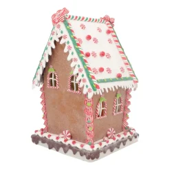 Großes LED Süßigkeitenhaus, Braun, Modelliermasse, 34 Cm