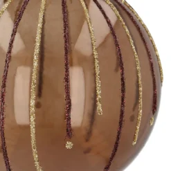 Hellbraune Weihnachtskugel Mit Glitzerstreifen