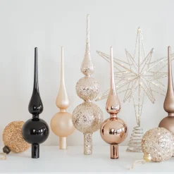 Helle Goldfarbene Baumspitze Aus Glas Mit Glitter