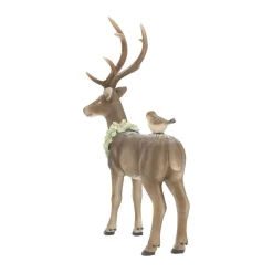 Hirsch Mit Vogel Braun, 32 Cm
