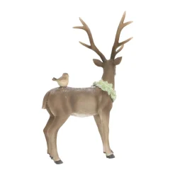 Hirsch Mit Vogel Braun, 32 Cm