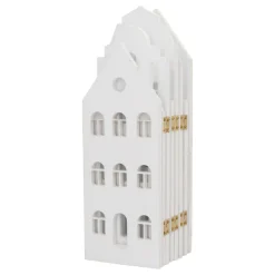 Holzhäuserreihe Weiß Mit Goldenen Scharnieren