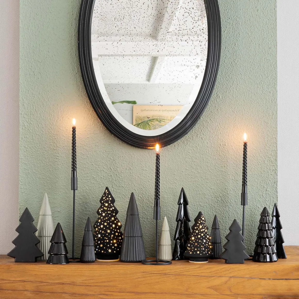 Kerzenständer, Schwarz, Metall, 25 Cm