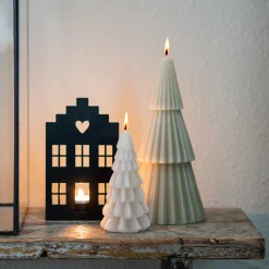 Kleine 3D-Weihnachtsbaumkerze - Taupe