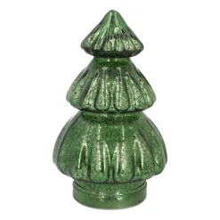 Kleiner Voluminöser Grüner LED-Weihnachtsbaum Aus Craquelé-Glas
