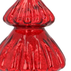 Kleiner Voluminöser Roter LED-Weihnachtsbaum Aus Craquelé-Glas
