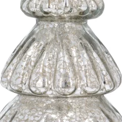 Kleiner Voluminöser Silberner LED-Weihnachtsbaum Aus Craquelé-Glas