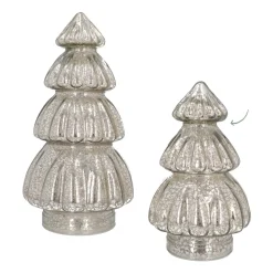 Kleiner Voluminöser Silberner LED-Weihnachtsbaum Aus Craquelé-Glas