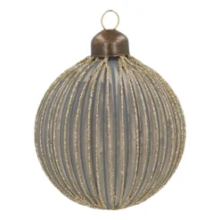 Landhaus-Style: Grüne Weihnachtskugel Mit Goldenem Glitzer