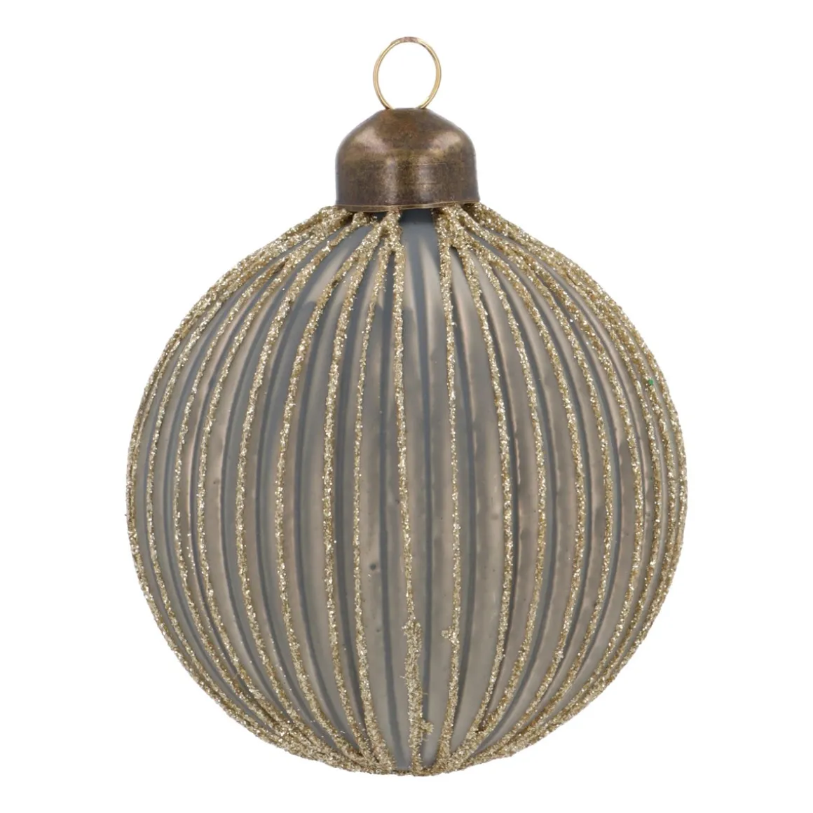 Landhaus-Style: Grüne Weihnachtskugel Mit Goldenem Glitzer