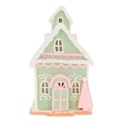 Lebkuchenhaus In Pastellfarben Mit LED-Beleuchtung