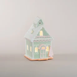 Lebkuchenhaus In Pastellfarben Mit LED-Beleuchtung