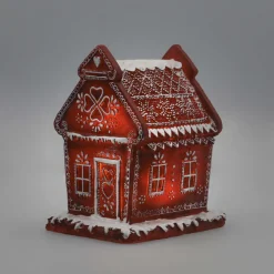 Lebkuchenhaus Mit LED-Beleuchtung, Polyresin, 17 Cm
