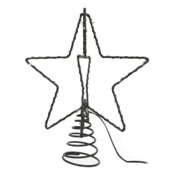 LED Christbaumspitze Stern, Schwarz, Innen & Außen, Metall, 25 Cm