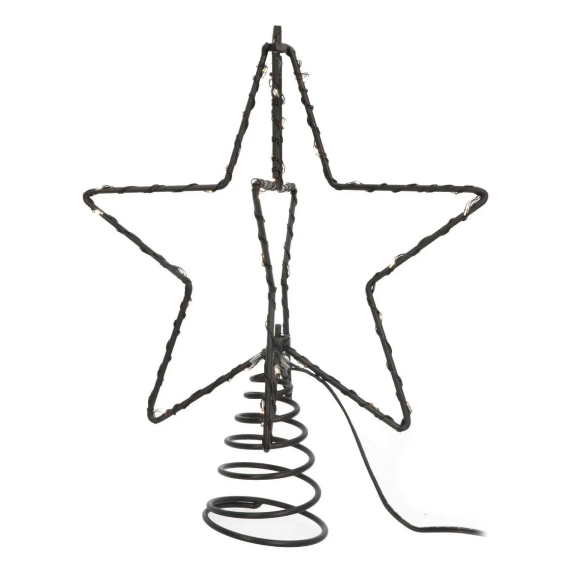 LED Christbaumspitze Stern, Schwarz, Innen & Außen, Metall, 25 Cm