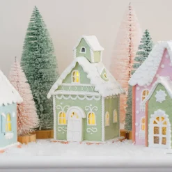 LED Lebkuchenhaus, Hellgrün, Modelliermasse, 19 Cm