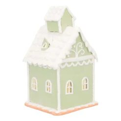 LED Lebkuchenhaus, Hellgrün, Modelliermasse, 19 Cm